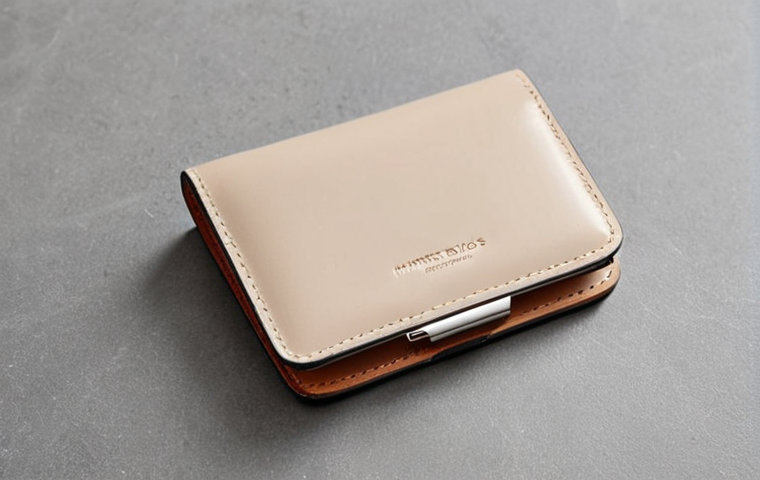 Acne Studios Mini-Wallet**
"A minimalist Acne Studios mini-wallet on a clean, light grey surface. The wallet is made of smooth calf leather and is a neutral color like beige or light grey. A few credit cards are subtly peeking out. Background is blurred, emphasizing the wallet's clean lines. safe for work, appropriate content, fully clothed, professional product photography, perfect anatomy, natural proportions, high quality, simple elegance."
**