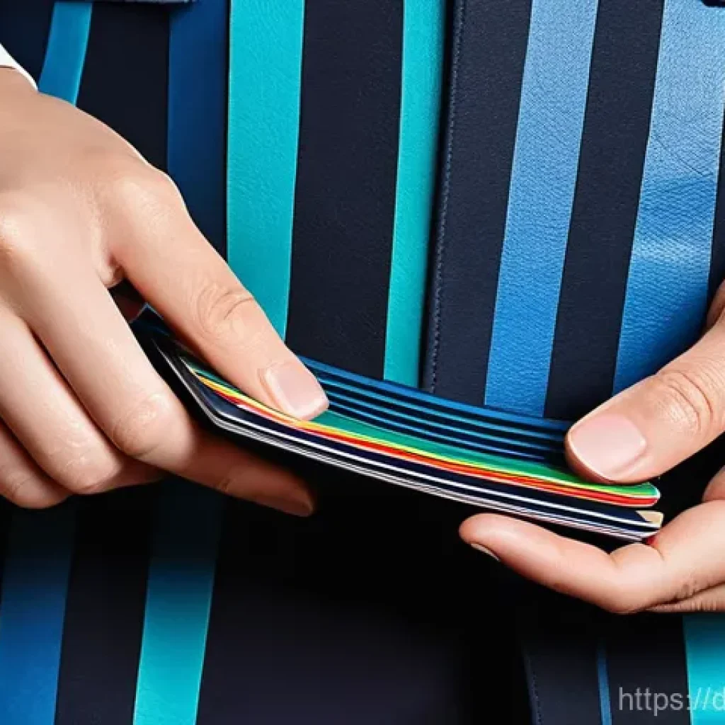 폴 스미스 스트라이프 카드 지갑 스타일 - **Prompt: "A close-up, high-angle shot of a sophisticated Paul Smith cardholder, featuring its iconi...
