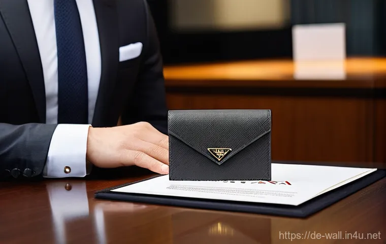 프라다의 명함 지갑과 카드 지갑 비교 - **Prompt: Everyday Elegance with a Prada Card Holder**
    A sophisticated woman in her early 30s, d...
