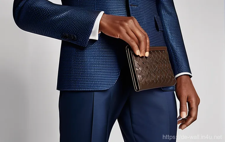 보테가 베네타의 카드홀더와 미니 지갑 비교 - **Prompt:** A stylish person's hands are in the act of pulling a vibrant petrol-colored Bottega Vene...